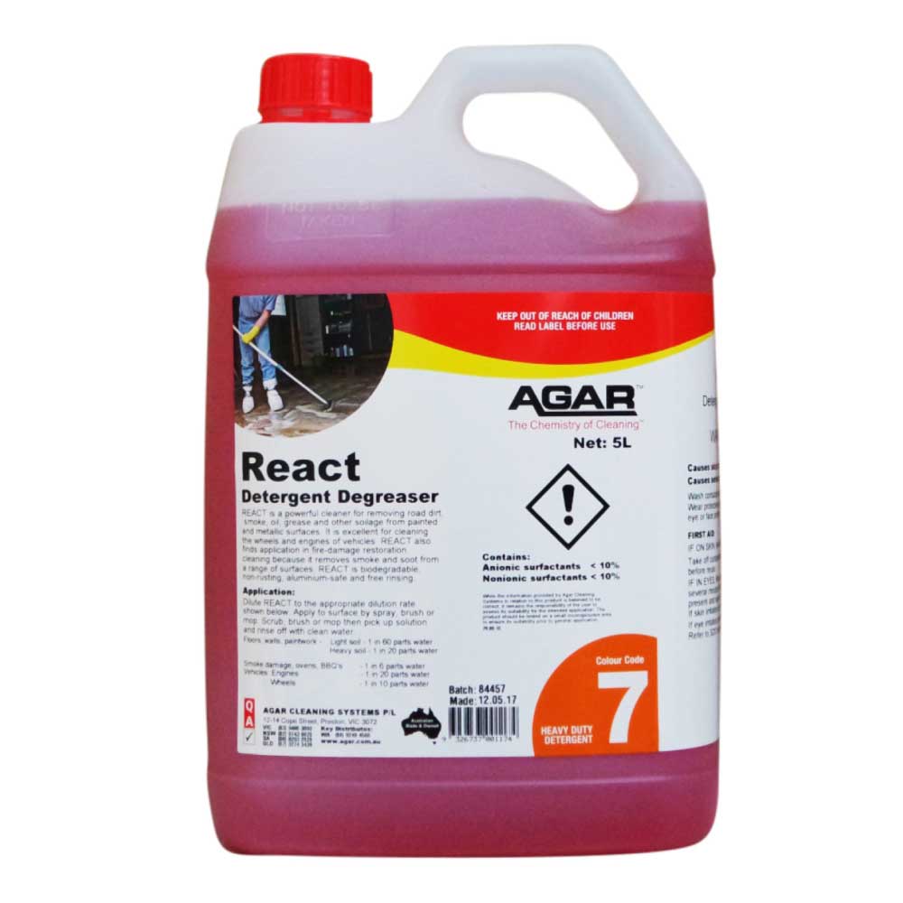 Agar React Detergent Degreaser 5L