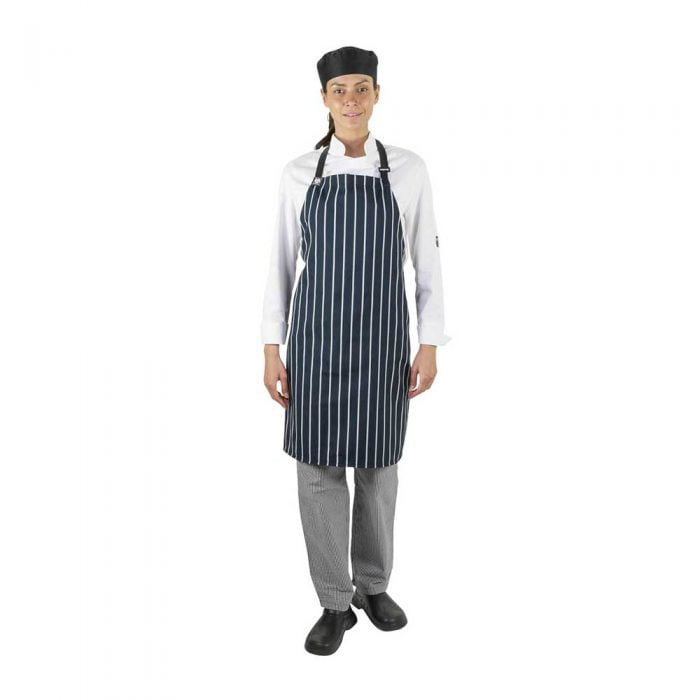 Chef Bib Navy/White Stripe