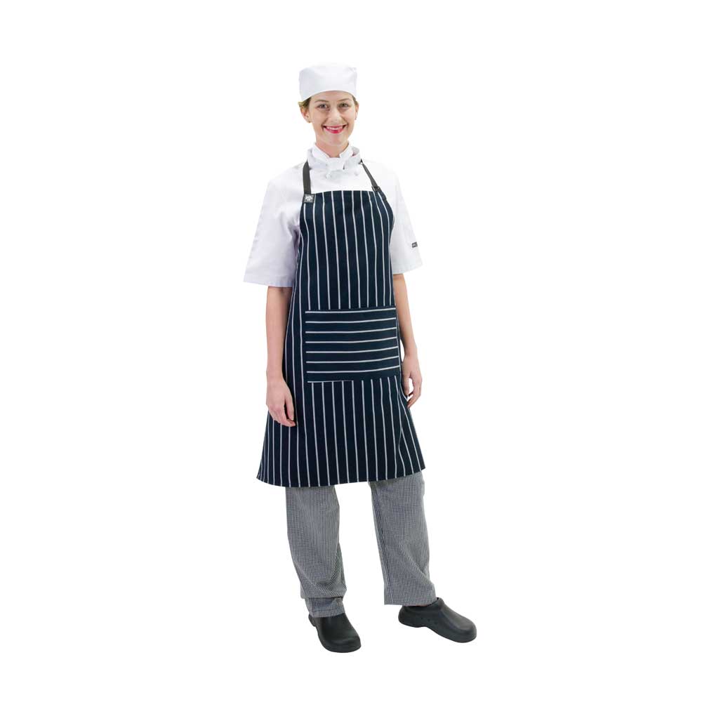Chef Bib with Pocket-Navy/White