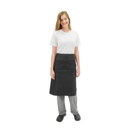 Prochef Black 3/4 Waist Apron with-Pocket