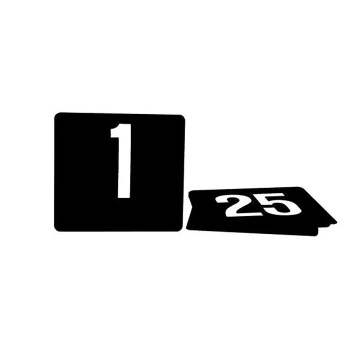 Table Number Set 1-25 White On Black