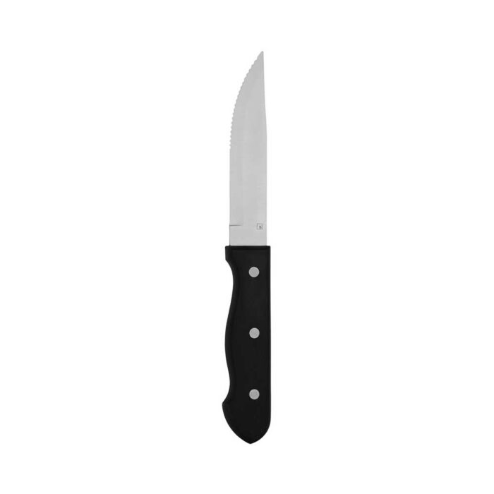 Steak Knife Jumbo Black Plastic Handle Pointed Tip 255mm