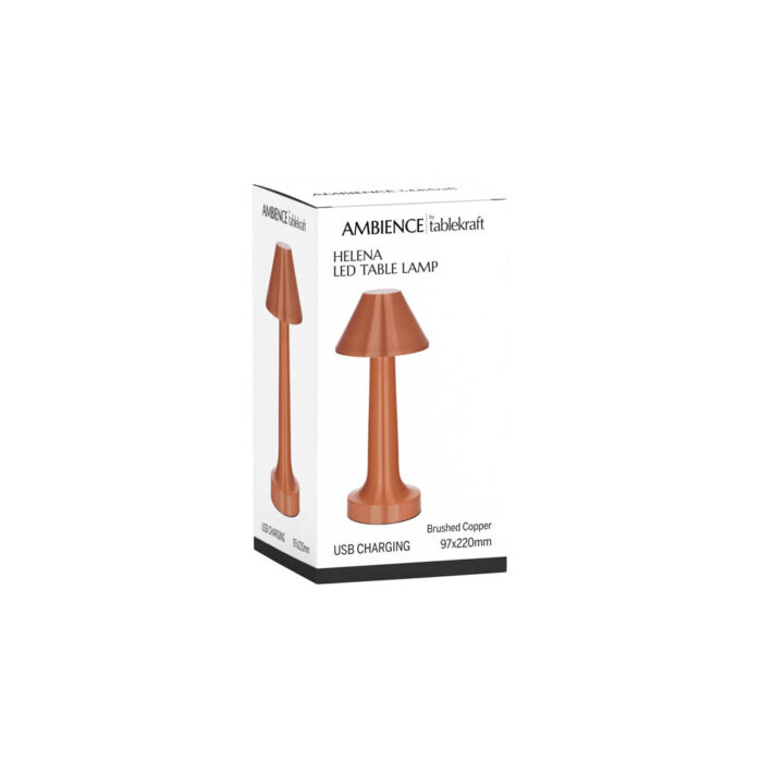 Helena Cordless LED Table Lamp - Oxide Black, Brushed Brass, Brushed Copper | Tablekraft Ambience Lighting - Image 2