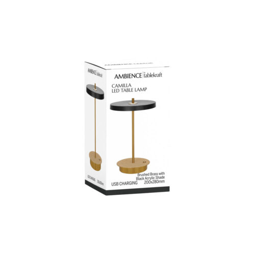 Camilla Cordless LED Table Lamp Brass / Black Tablekraft Ambience