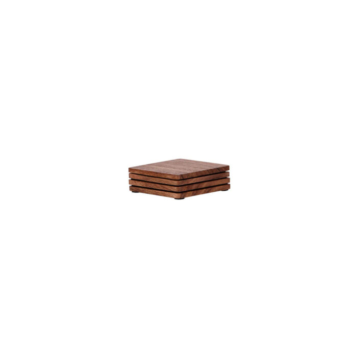 Square Coaster Natural Acacia 4pc Set 90x90x5mm