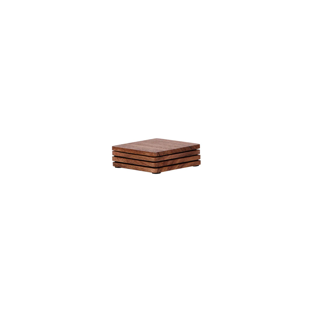 Square Coaster Natural Acacia 4pc Set 90x90x5mm
