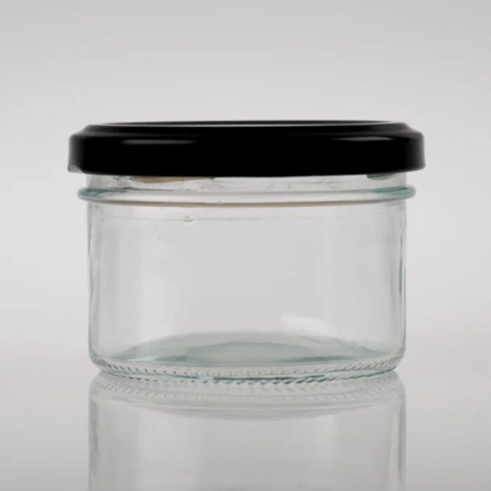 JAR VERRINE 100ML W/BLACK TWIST CAP (70mm) GALA