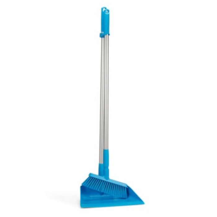 Upright Dustpan and Broom Set, 330 mm, Medium, Blue