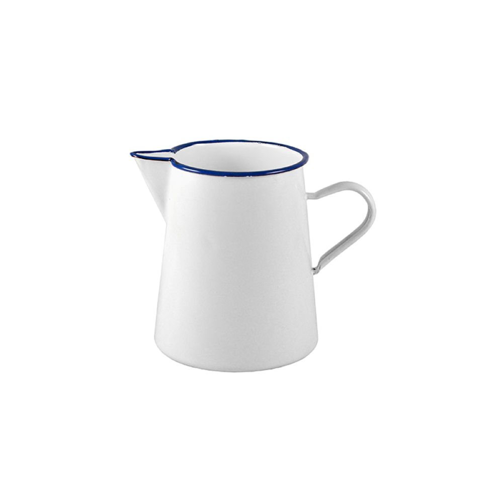 Enamelware PREMIUM Pitcher 1LT White with Blue Rim