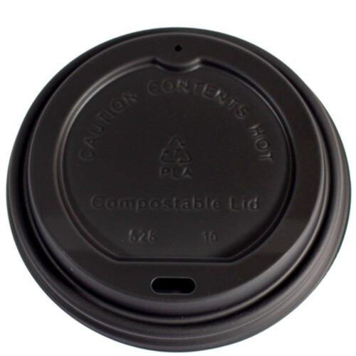 Lid CPLA Compostable For 90mm Coffee Cup Black 92mm